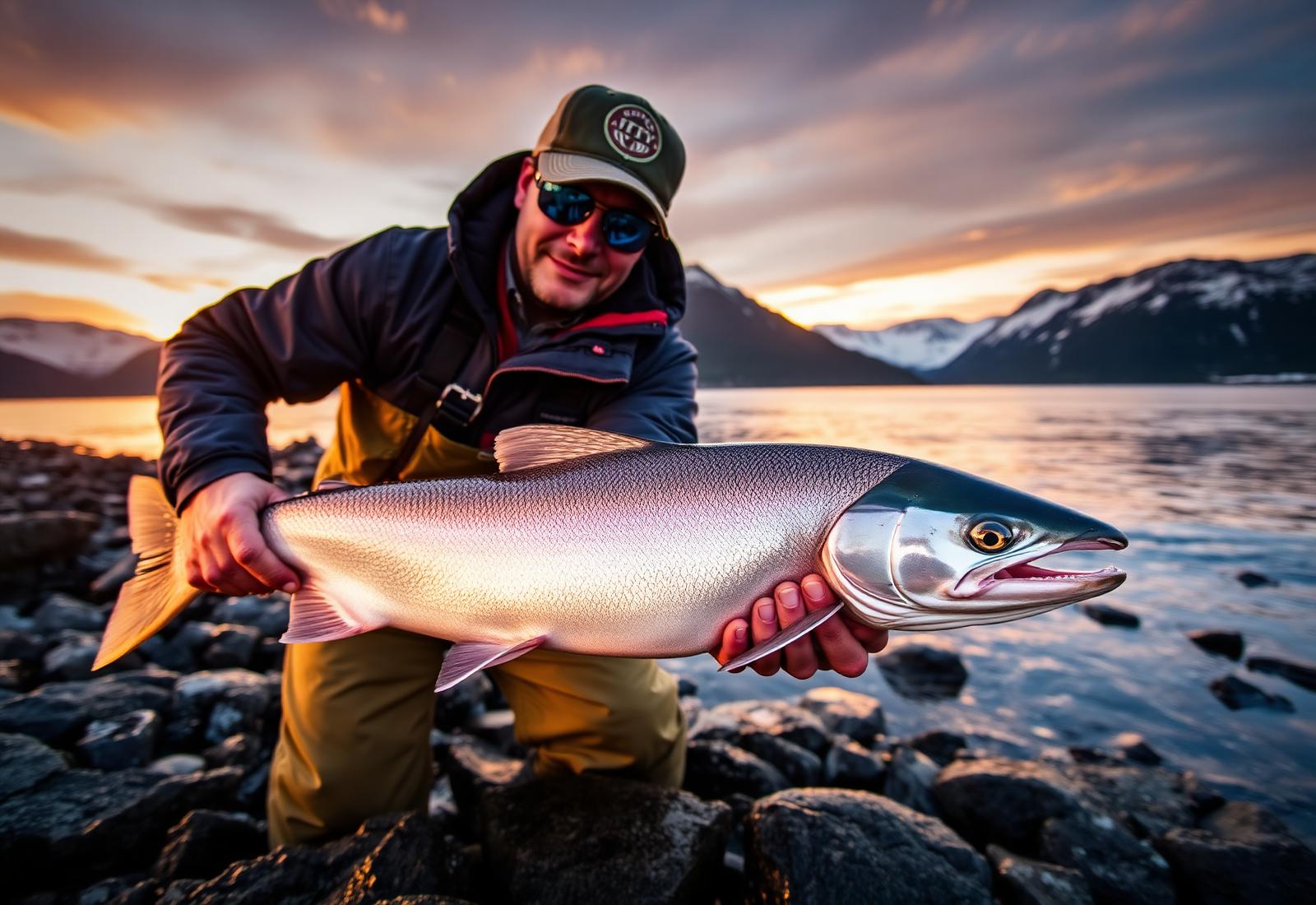 Salmon angler in Cold Bay